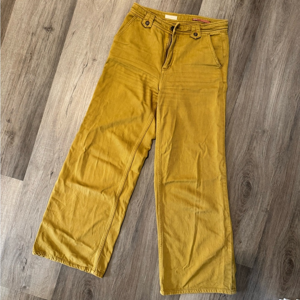 Anthropologie-Pilcro Mustard Wide Leg Jeans